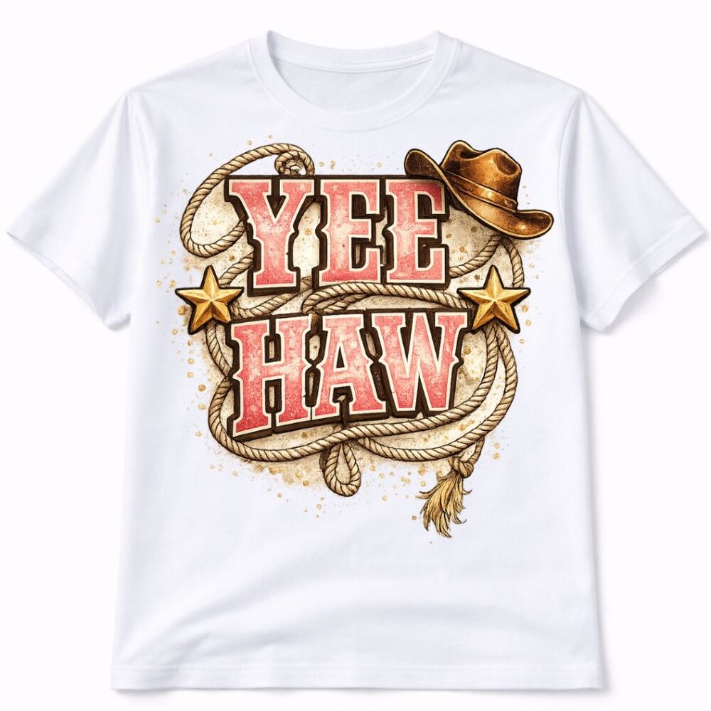 Yee Haw Western Graphic T Shirt Trendy Boutique Style Tee Womens Gift White